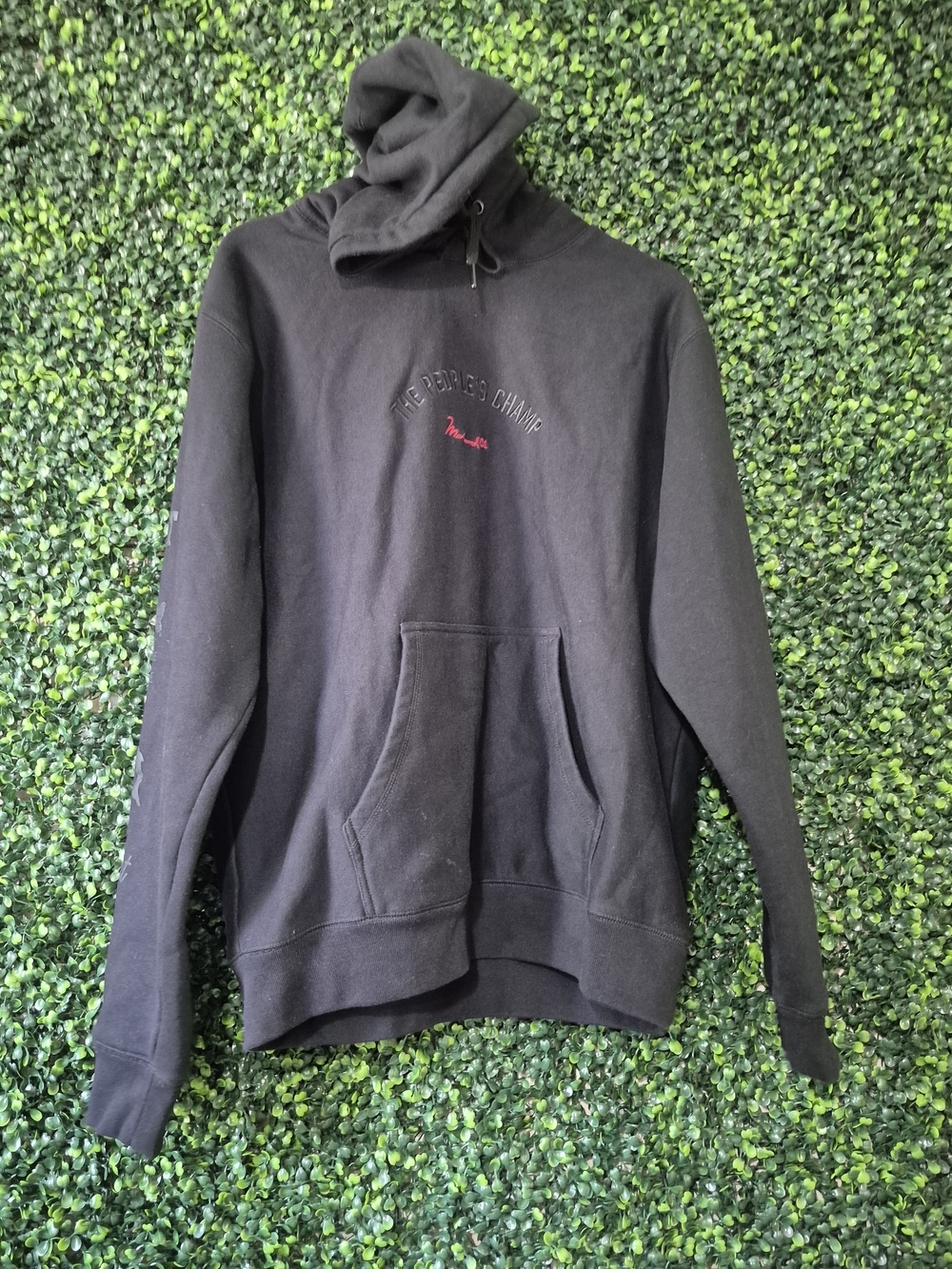 Black Men's Pullover Hoodie with Subtle Embroidery